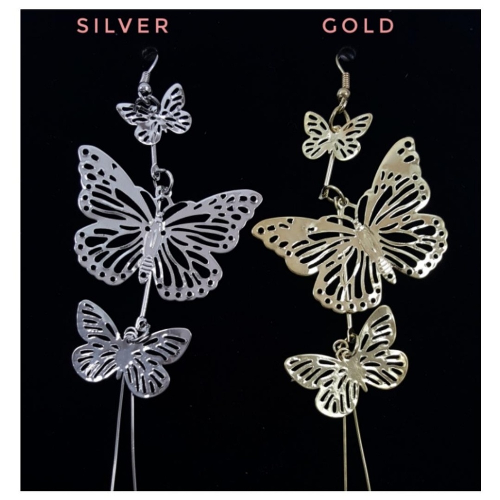 Filagree Butterfly Chandelier earrings Gold/Silver